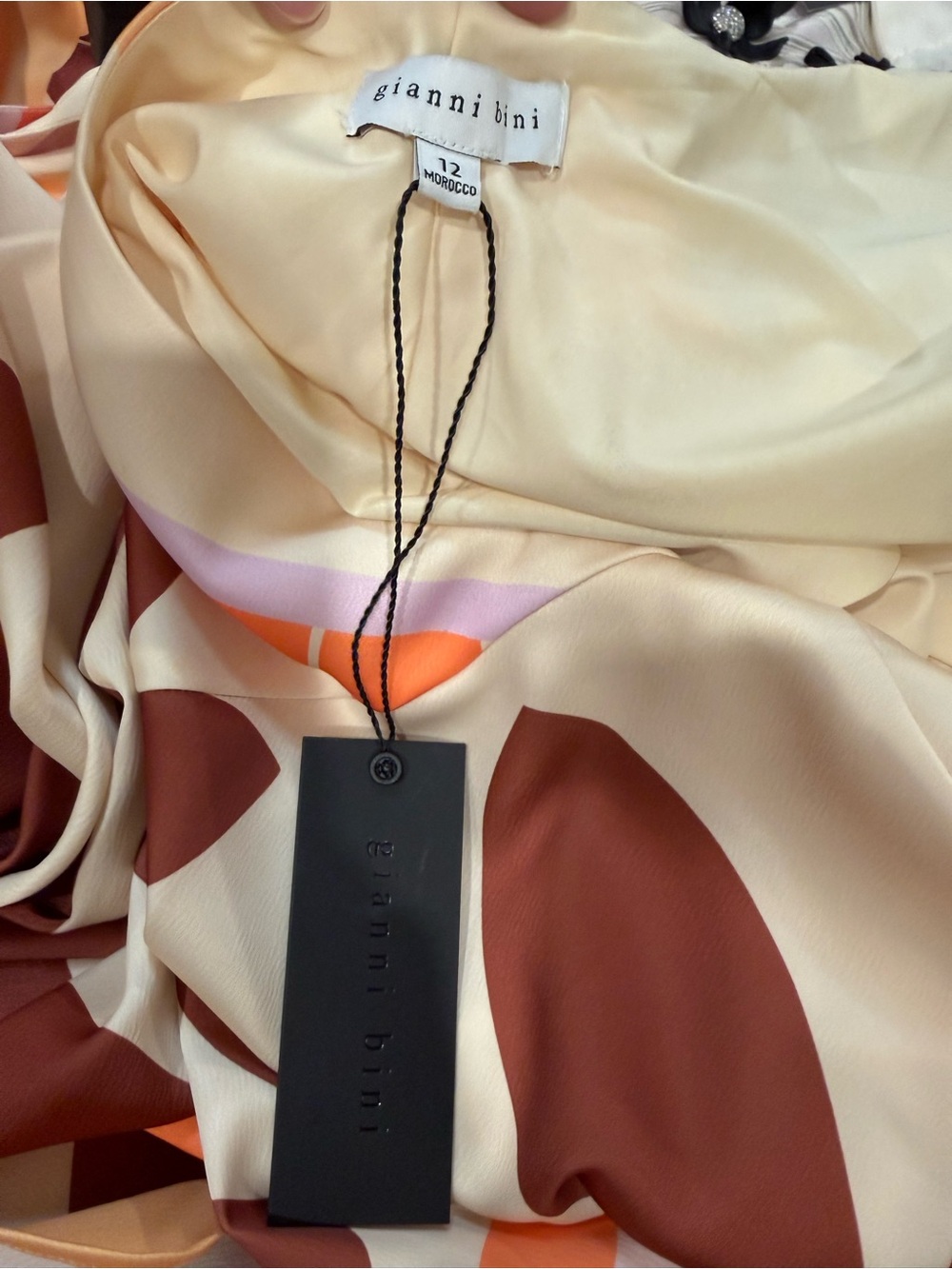 Gianni Bini Strapless Floral Maxi Dress in Cream, Brown and Orange - Picture 7 of 11